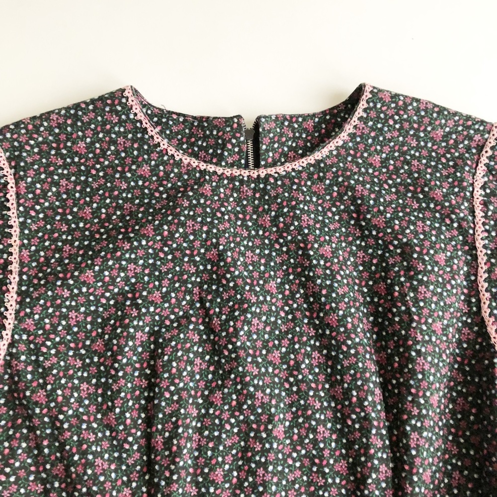 Handmade Prairie Long Dress Amish Mennonite Calico Print L/S Modest w Bonnet - Picture 5 of 11